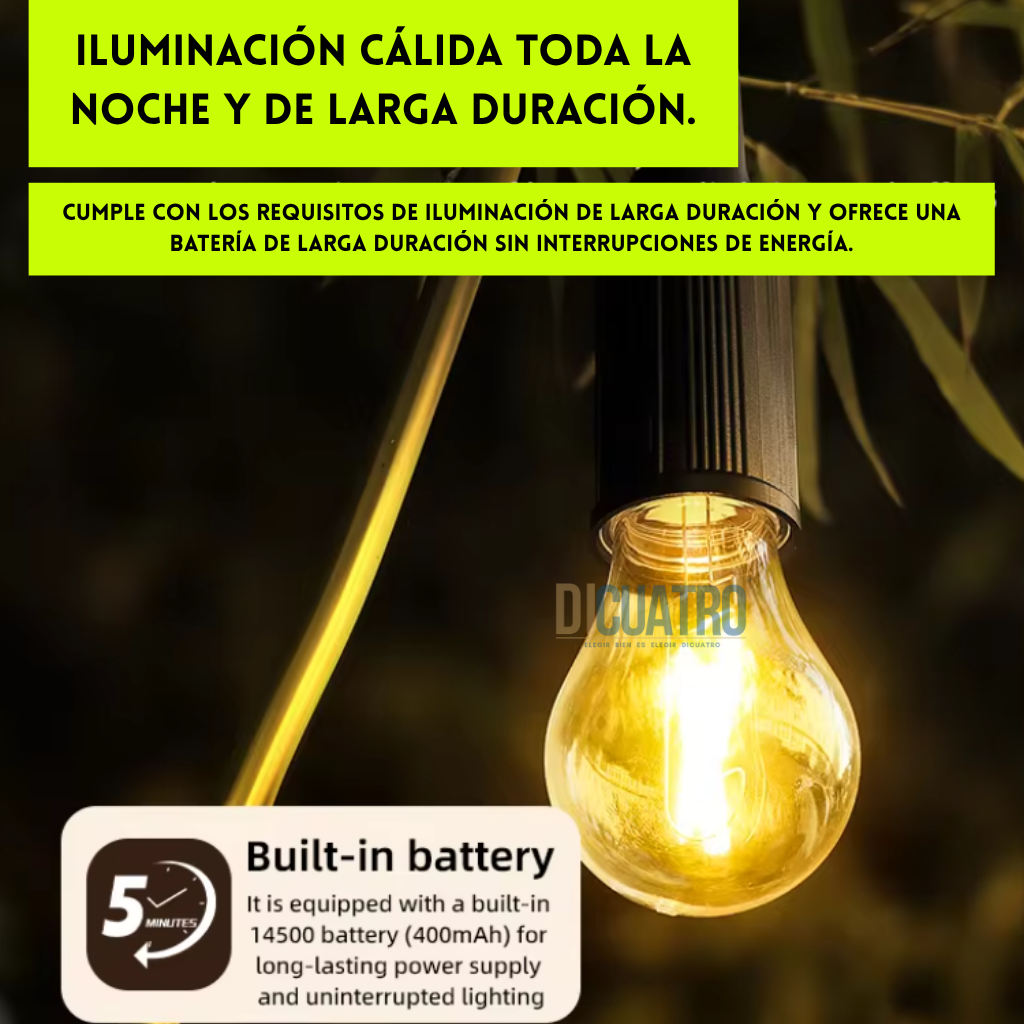 LumiSolar® - 2 Ampolletas Recargables